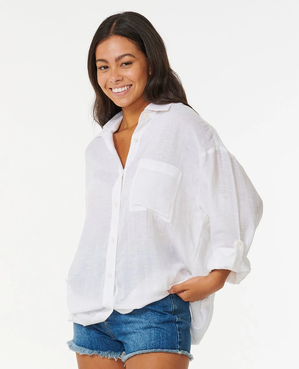 Premium Linen Long Sleeve Button Through Shirt - Image 2